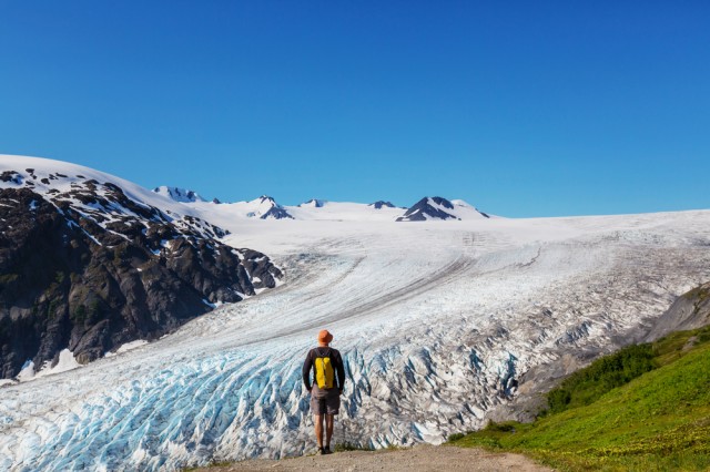 Hiker,In,Exit,Glacier,,Kenai,Fjords,National,Park,,Seward,,Alaska